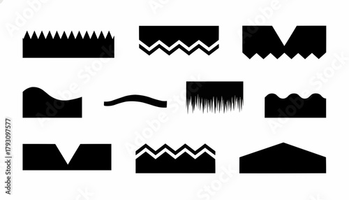 Black decorated template dividers separator shape for website design.