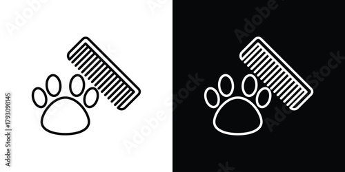 Pet grooming icon outline and linear vector. outline icon and illustration