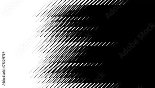Black and white abstract geometric pattern with smooth transition effect for transform design element. Vector Format Illustration 