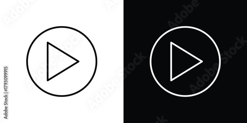 Play icon outline and linear vector. outline icon and illustration