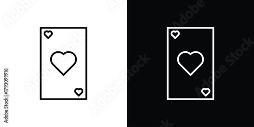 Playing cards icon outline and linear vector. outline icon and illustration