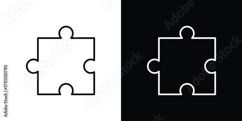 Puzzle icon outline and linear vector. outline icon and illustration