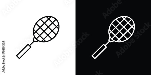 Racquet icon outline and linear vector. outline icon and illustration