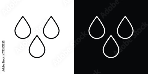 Raindrops icon outline and linear vector. outline icon and illustration