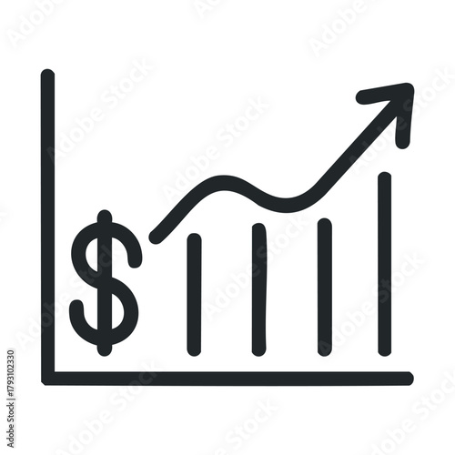 Growth in finance chart showing increasing trends in investment.Vector