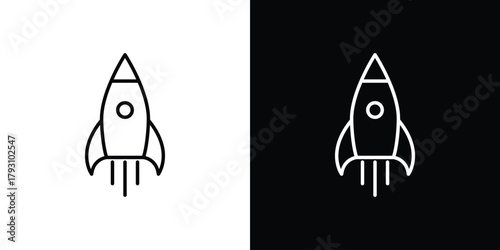Rocket launch icon outline and linear vector. outline icon and illustration