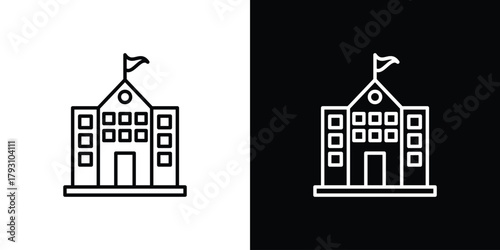 school icon outline and linear vector. outline icon and illustration