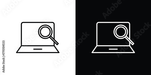 Search online icon outline and linear vector. outline icon and illustration