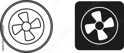 Fan icon set, ventilation, cooling, and home appliance symbols vector illustration