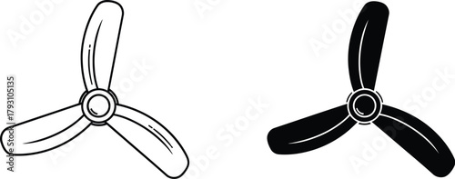 Ceiling fan icon set, ventilation, cooling, and home appliance symbols vector illustration