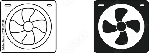 Fan icon set, ventilation, cooling, and home appliance symbols vector illustration