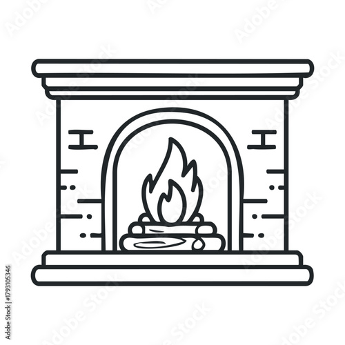Cozy fireplace design for winter atmosphere and relaxation.Vector 