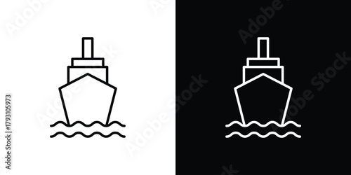 Ship icon outline and linear vector. outline icon and illustration