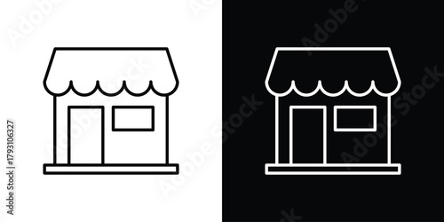 Shop icon outline and linear vector. outline icon and illustration