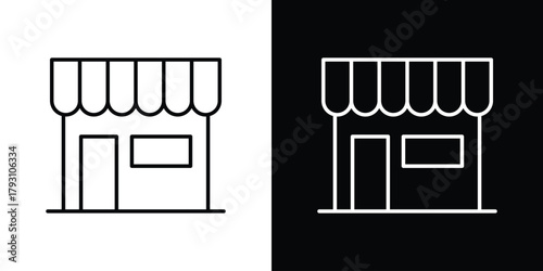 Shop icon outline and linear vector. outline icon and illustration