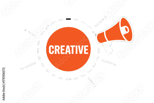 Creative announcement with megaphone and abstract design elements