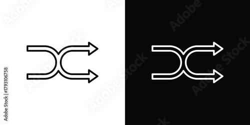 Shuffle icon outline and linear vector. outline icon and illustration