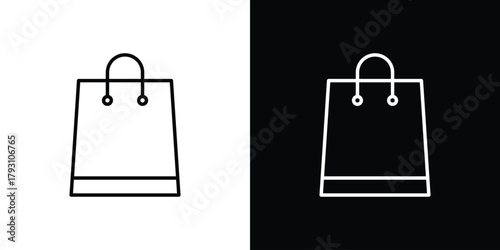 Shopping bag icon outline and linear vector. outline icon and illustration