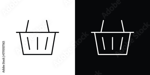 Shopping basket icon outline and linear vector. outline icon and illustration