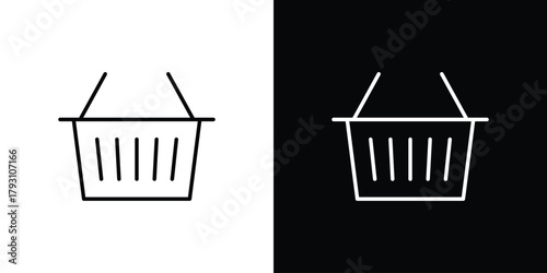 Shopping basket icon outline and linear vector. outline icon and illustration