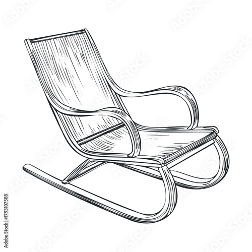 Elegant rocking chair design for modern home decor and relaxation.Vector hand draw