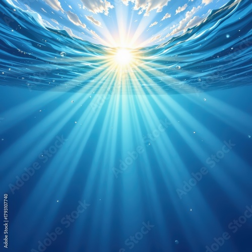 Sunlight Streaming Through Water Waves and Illuminating Underwater Scene with Radiant Effects
