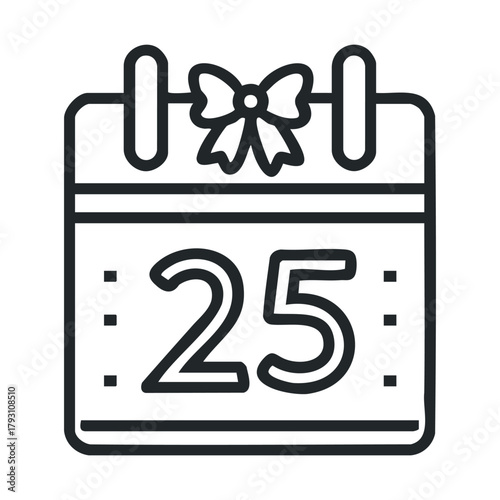 black calendar with bow, christmas day clip art preview