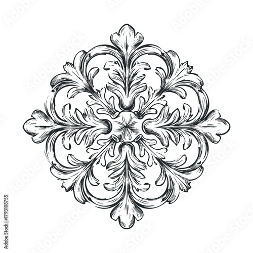 Ornate floral design for elegant event decor or printing.Vector hand draw