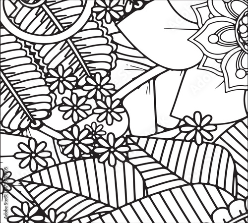 Simple flower coloring pages for adults and kids 