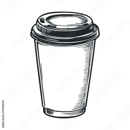 Coffee cup for branding design and creative projects.Vector hand draw
