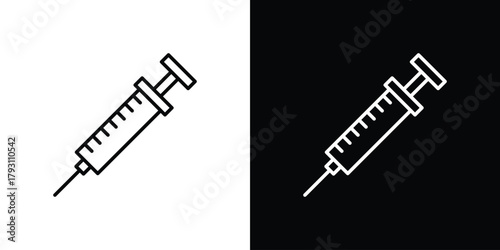Syringe icon outline and linear vector. outline icon and illustration