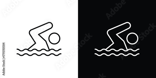 Swimmer icon outline and linear vector. outline icon and illustration