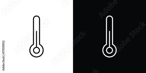 Thermometer half icon outline and linear vector. outline icon and illustration