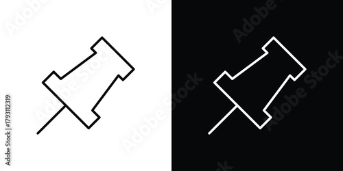 Thumbtack icon outline and linear vector. outline icon and illustration