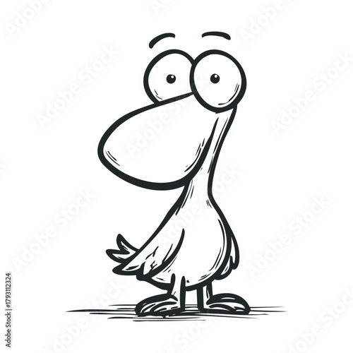 Cute cartoon bird character design for childrens content.Vector hand draw