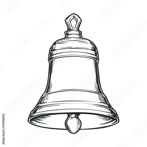 Classic metal bell design for decoration and celebration.Vector hand draw