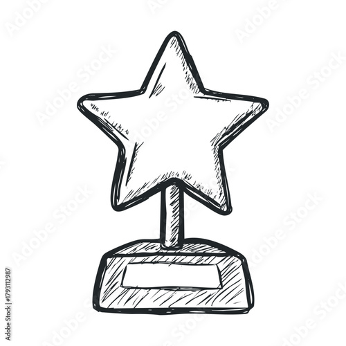 Star trophy design for awards celebration and recognition events.Vector hand draw