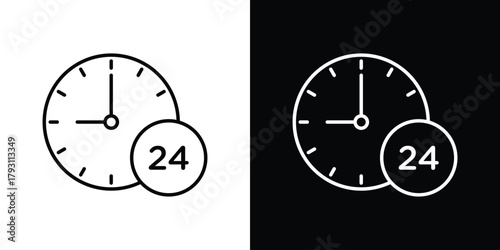 Time twenty four icon outline and linear vector. outline icon and illustration