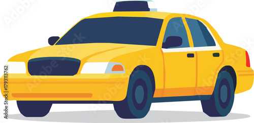 Vibrant yellow taxi illustration, a modern and iconic symbol of urban transportation ready for your designs, advertising and promotional projects today