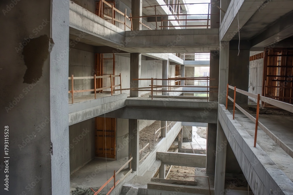 Obraz premium Abandoned Industrial Building Interior Construction Site