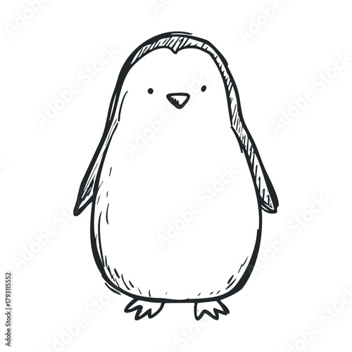 Cute cartoon penguin character perfect for kids designs and projects.Vector hand draw