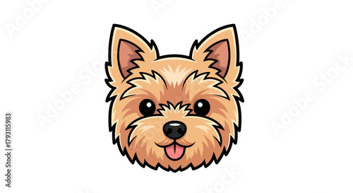 Adorable animated terrier head with bright eyes and detailed fur design suitable for various