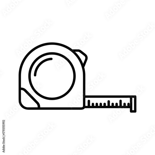 A black and white line drawing of a measuring tape