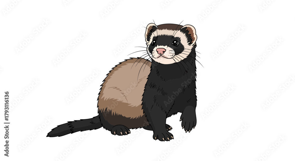 Fototapeta premium Adorable domesticated ferret artwork with detailed fur and playful expression stands out