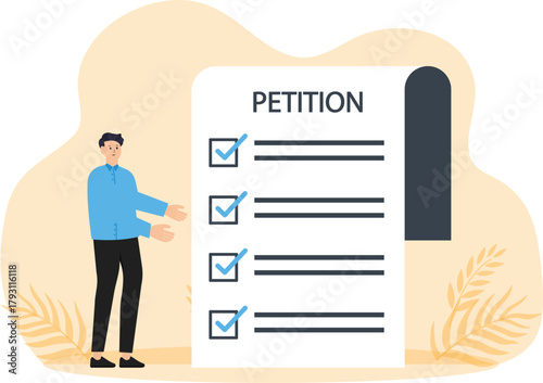 Petition form online petition make a choice, ballot and democracy. People sign or fill out and distribute petitions or complaints concept
