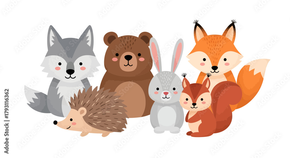 Obraz premium Adorable woodland animal cartoon illustration perfect for children's designs and educational