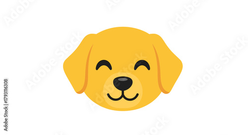 Adorable golden retriever emoji with closed eyes expressing happiness and contentment
