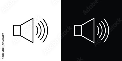Volume icon outline and linear vector. outline icon and illustration