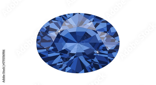 Brilliant facets of a blue gemstone on a pristine white backdrop creating luxury concept