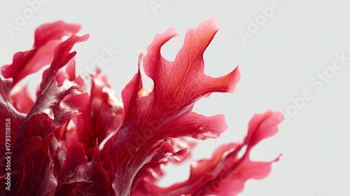 Vibrant Red Seaweed Close-up on White Background